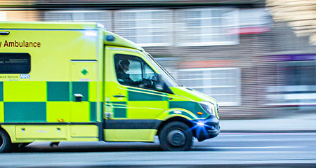 Ambulance attending an emergency call out.